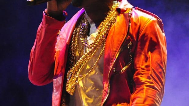 Kanye West performing at Lollapalooza on April 3, 2011 in Santiago, Chile.
