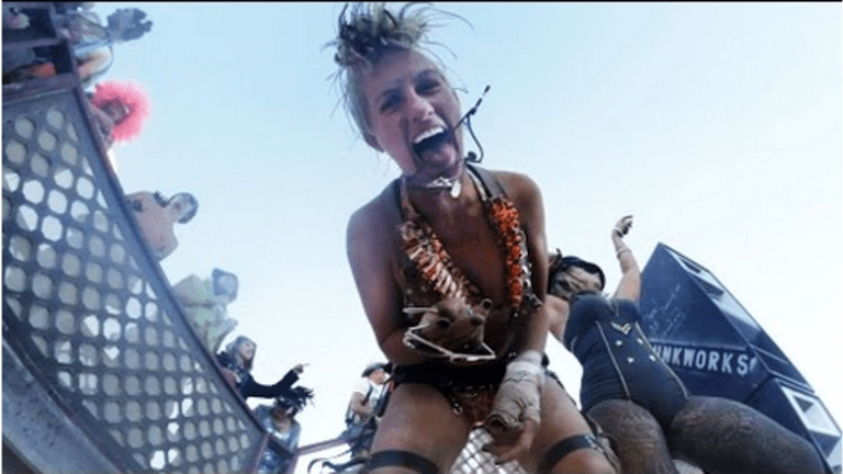 GoPro Camera Falls From Drone Right Into The Middle Of Burning Man Dancefloor
