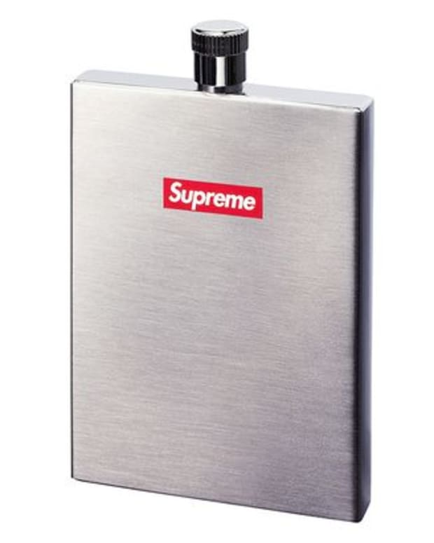 EDM Culture: Supreme's Silver/Red Logo Flask; Part Of The Fall/Winter 2013 Accessory Collection