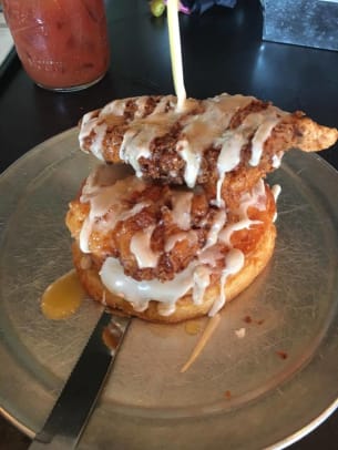 Fried Chicken Covered In Sugar On A Donut