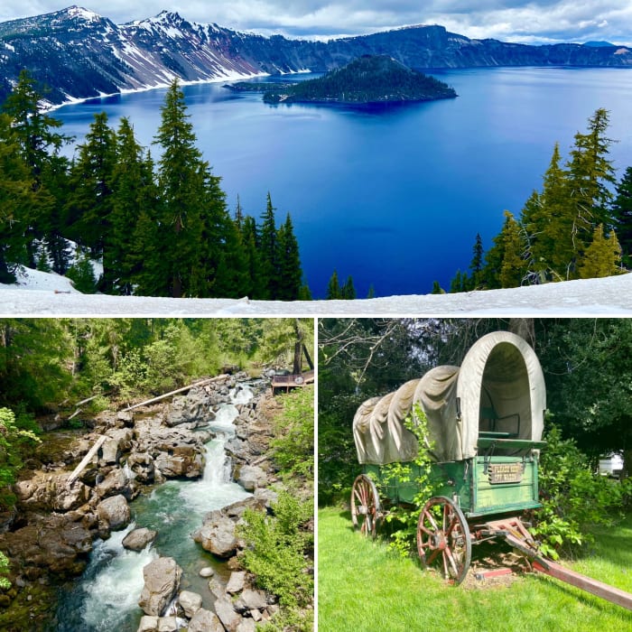 Crater Lake, Avenue of the Boulders, and Prospect Historic Hotel Nature forest river