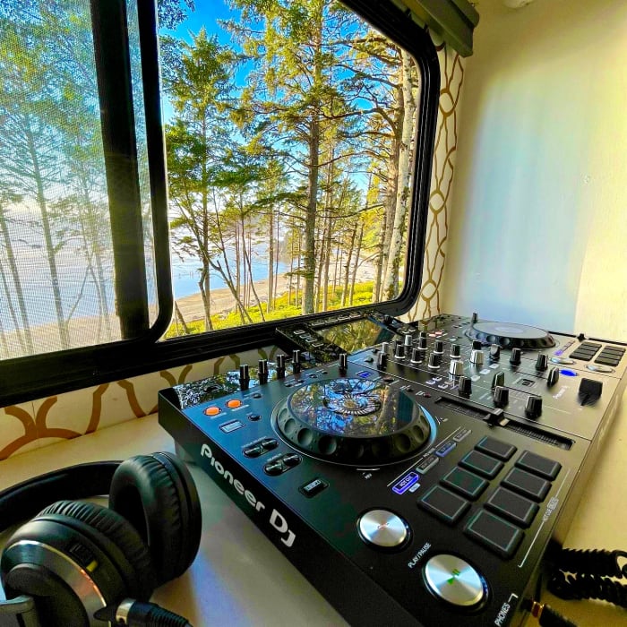 Using the Pioneer XDJ-RX2 to record a mix on the Washington coast.