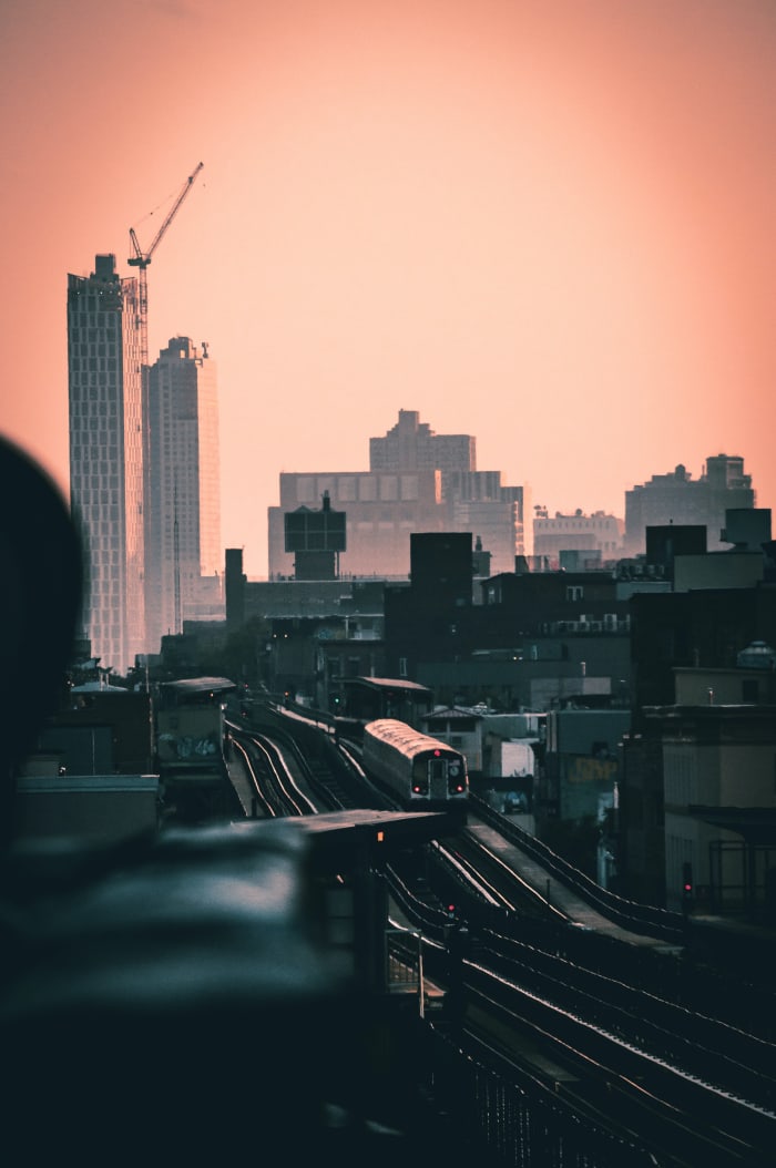 A train carries you over Brooklyn