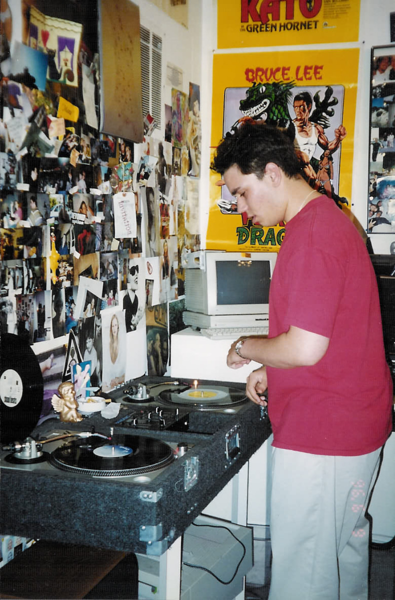 The upstart DJ in an early bedroom session.