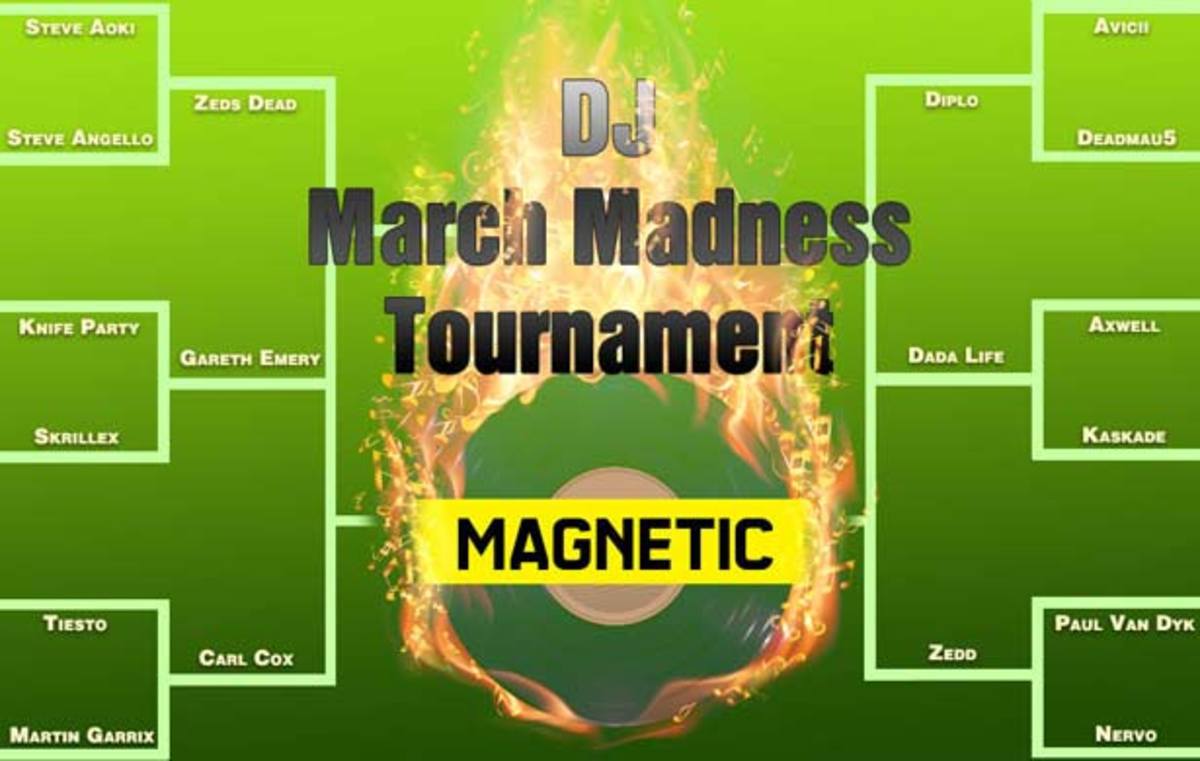 DJ March Madness - Final Four Match Ups - 4. deadmau5 Vs. 7. Diplo, 3. Kaskade Vs. 5. Zedd