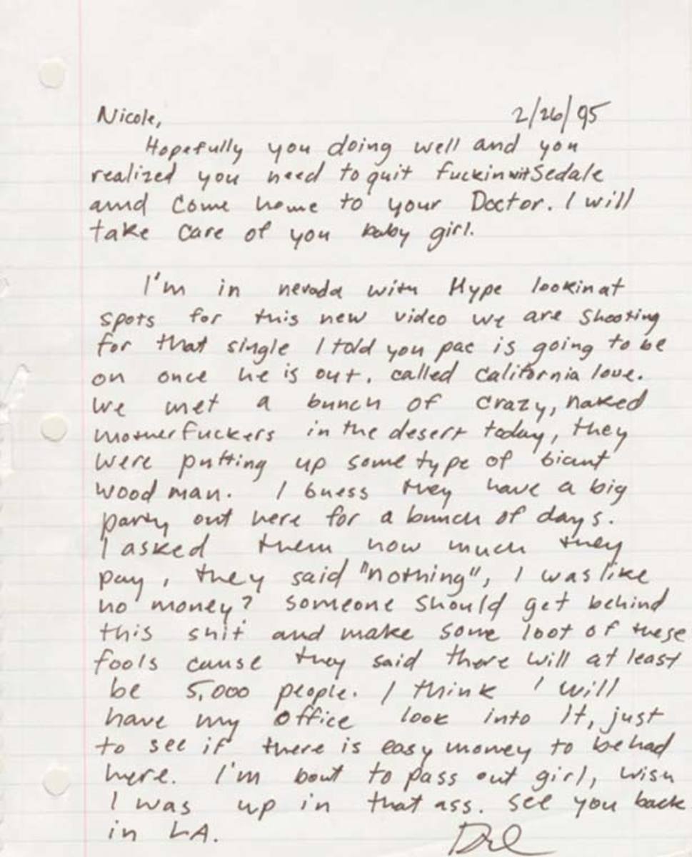 Dr. Dre Describes Burning Man In A Handwritten Letter From 1995