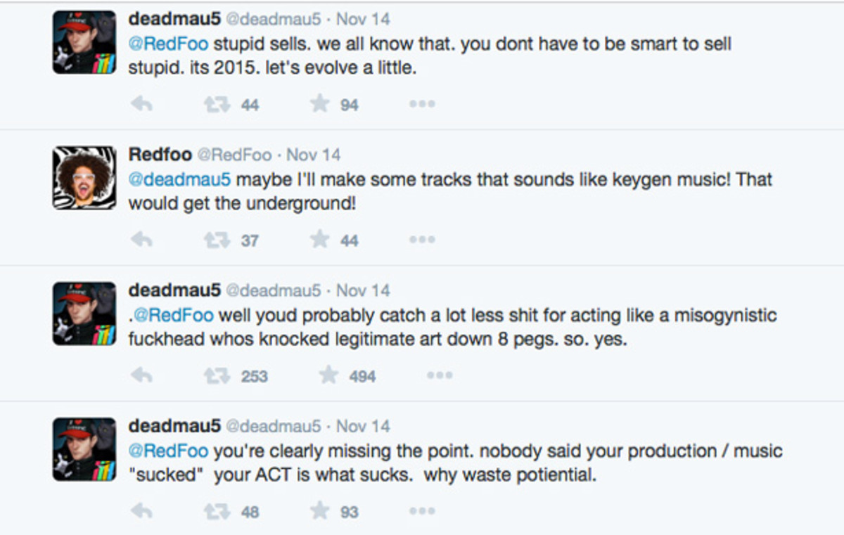 deadmau5 Says Redfoo Is "pandering to The Stupid Masses Perpetuating stupidity"