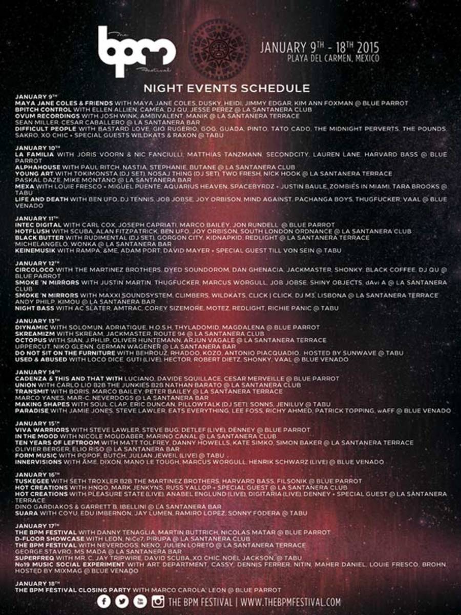 The BPM Festival Announces Complete Event Schedules
