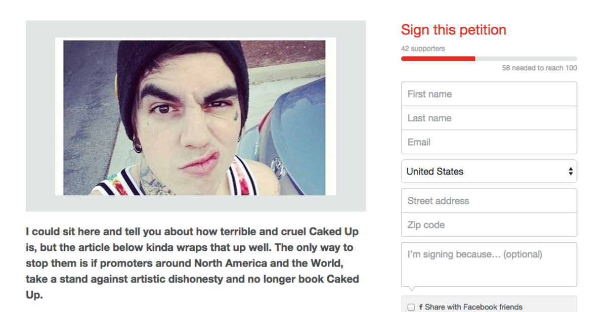 Someone Made A Change Petition To Stop Booking Caked Up