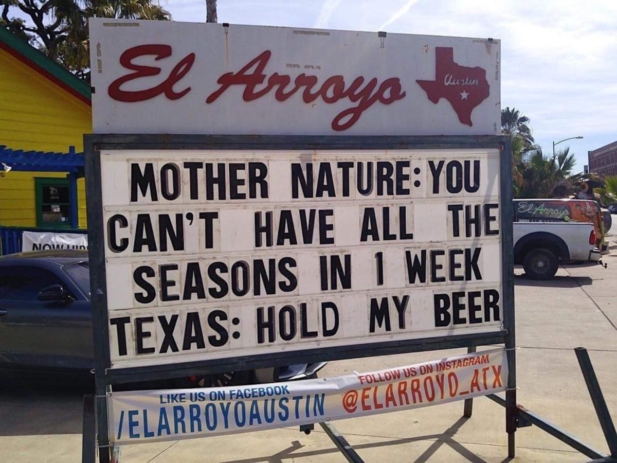 El Arroyo Bar Hold My Beer Sign Austin Weather