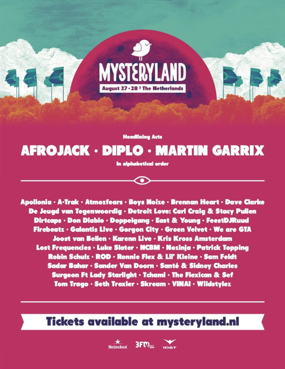 Mysteryland Netherlands 2016 Lineup
