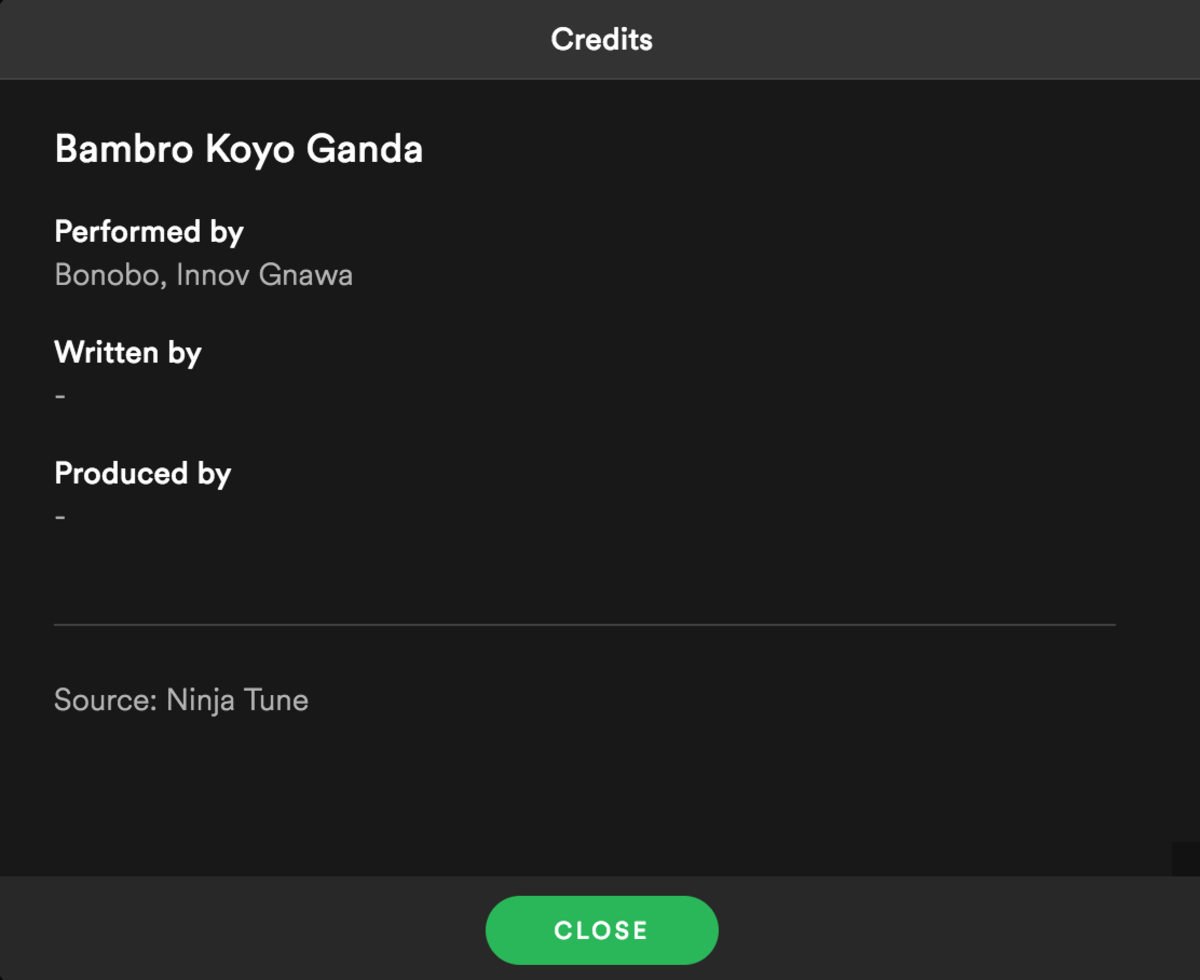 Bonobo Spotify Credits