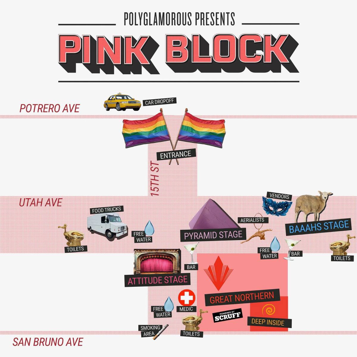 The Great Northern Pride Block Party Map