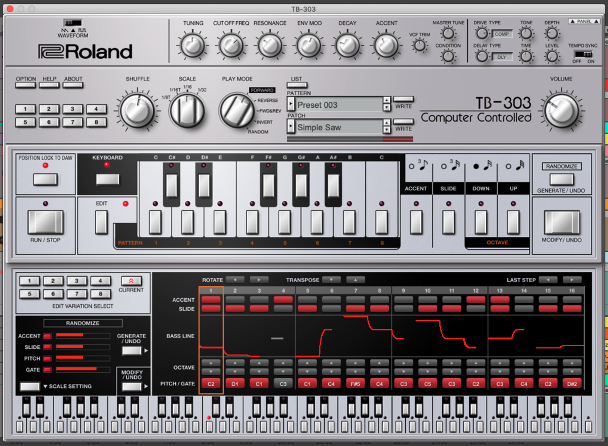 Roland TB-303 Virtual Bassline Software Synthesizer