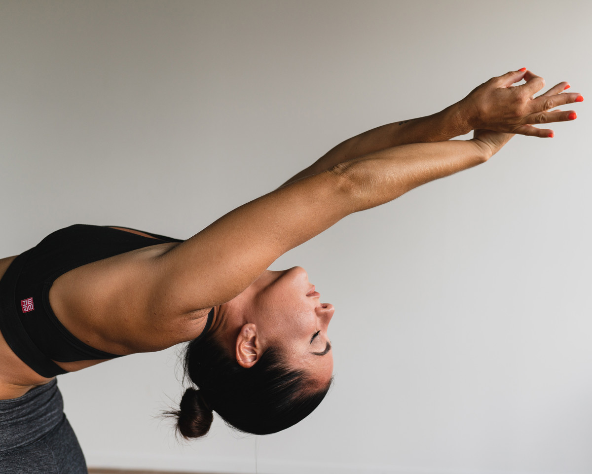 Woman stretching doing yoga