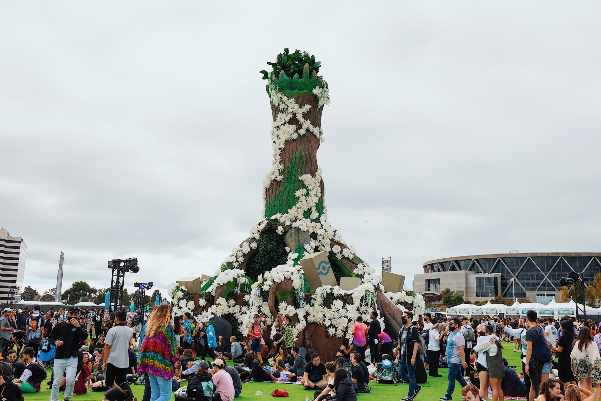 The large, highly decorative tree, part of the four major physical installations at Second Sky