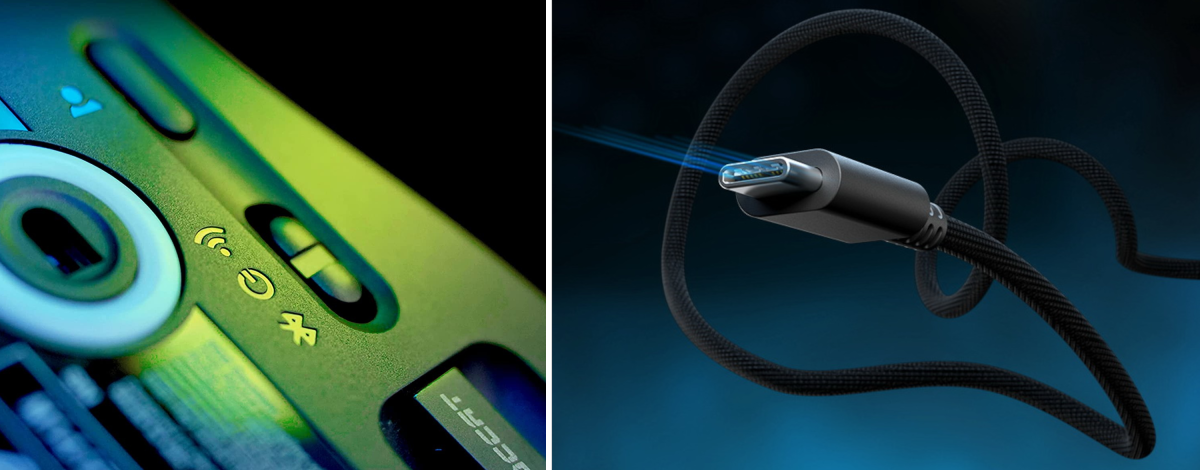 bluetooth switch & phantomflex cable close up